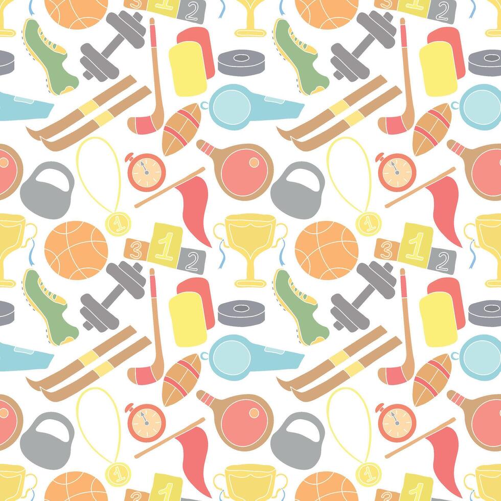 Seamless sport pattern. Background with sports icons vector