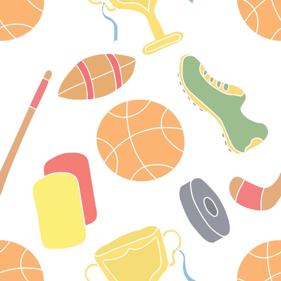 Seamless sport pattern. Background with sports icons vector