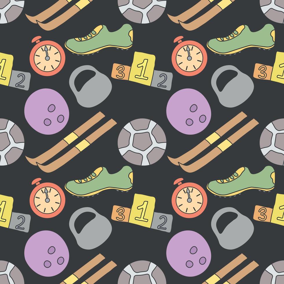 Seamless sport pattern. Background with sports icons vector