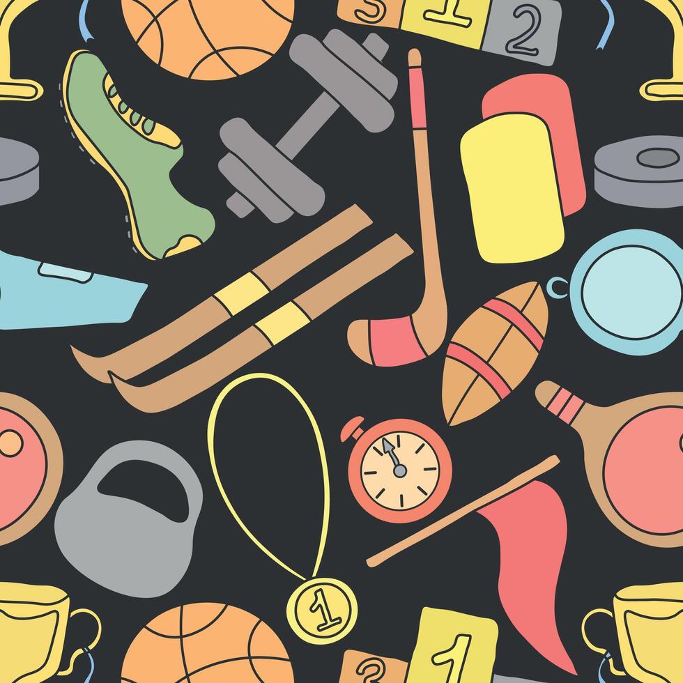 Seamless sport pattern. Background with sports icons vector