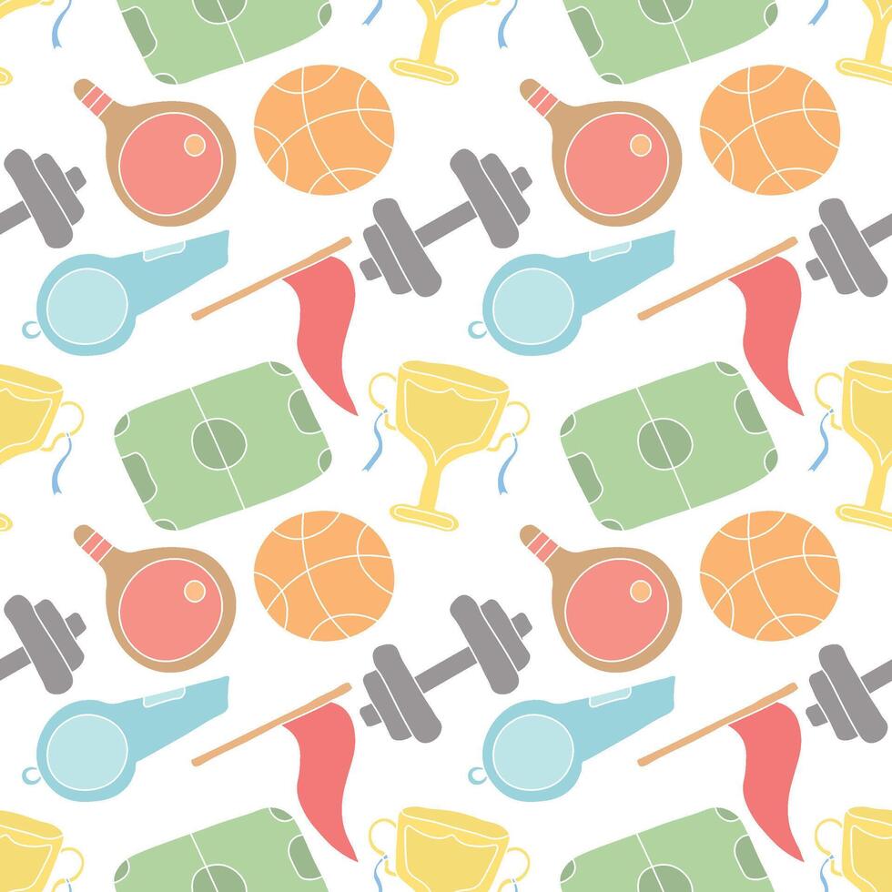 Seamless sport pattern. Background with sports icons vector