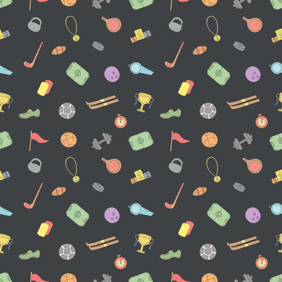 Seamless sport pattern. Background with sports icons vector