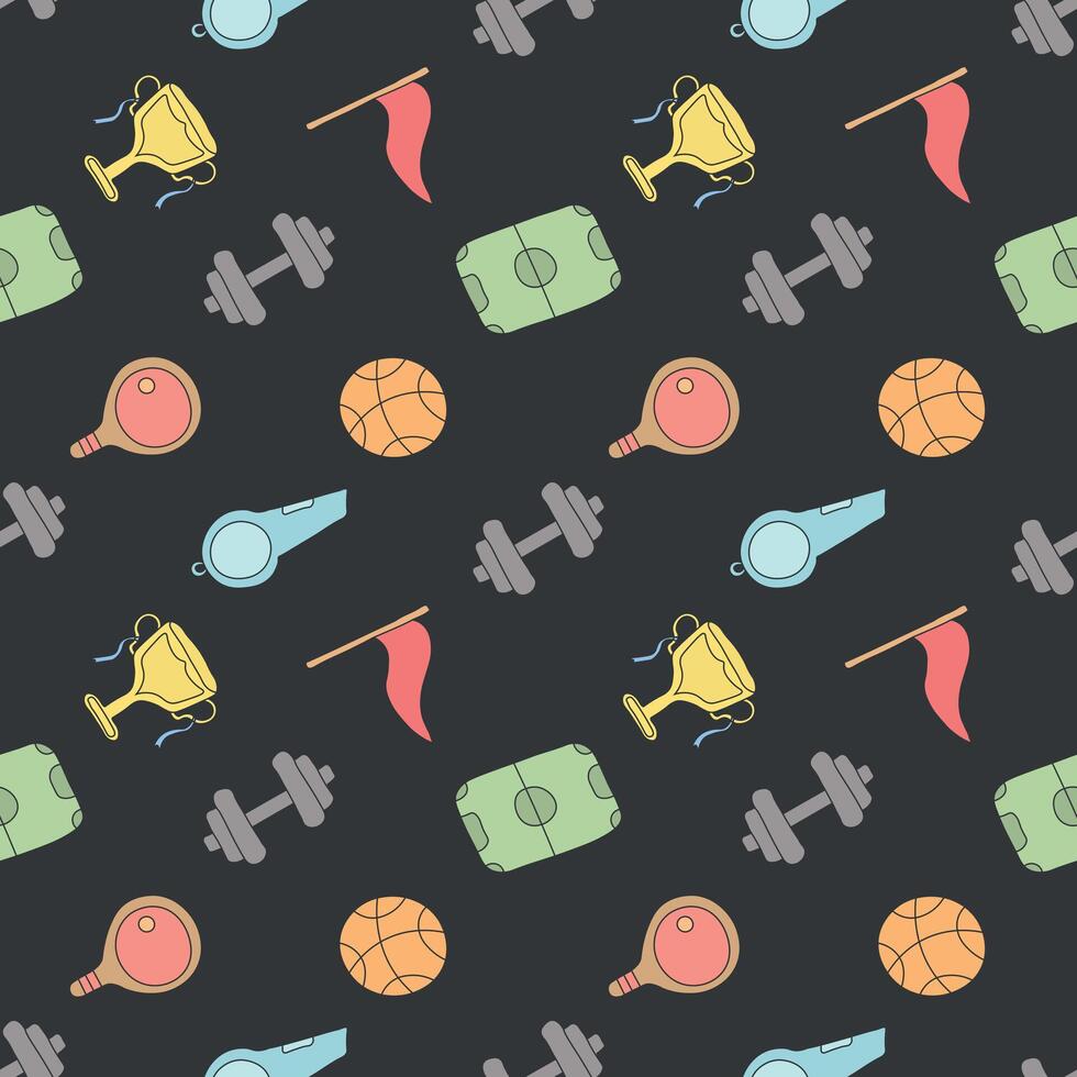 Seamless sport pattern. Background with sports icons vector