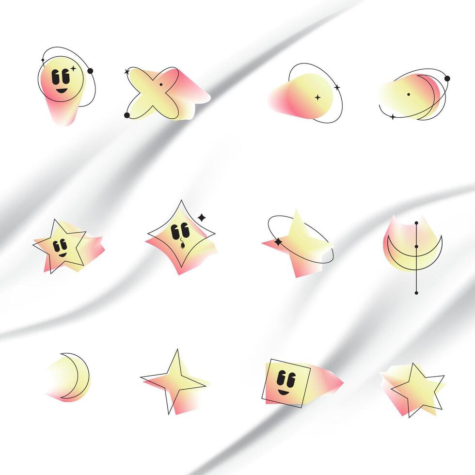 Gradient y2k shape element and geometric shape sticker vector
