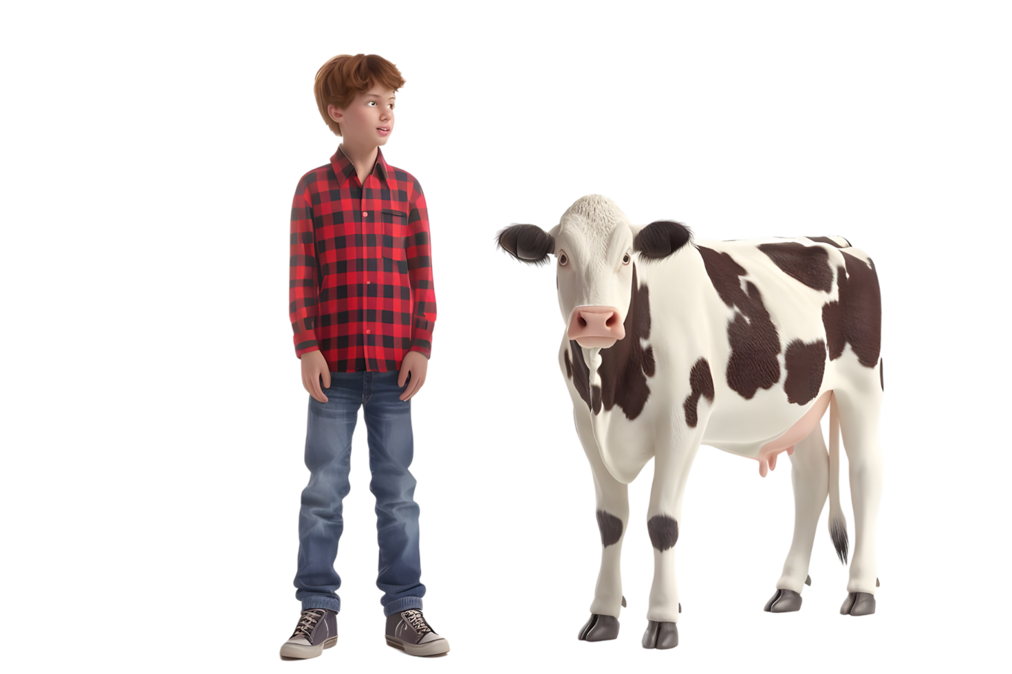 A boy walking with Cow isolated on transparent background png