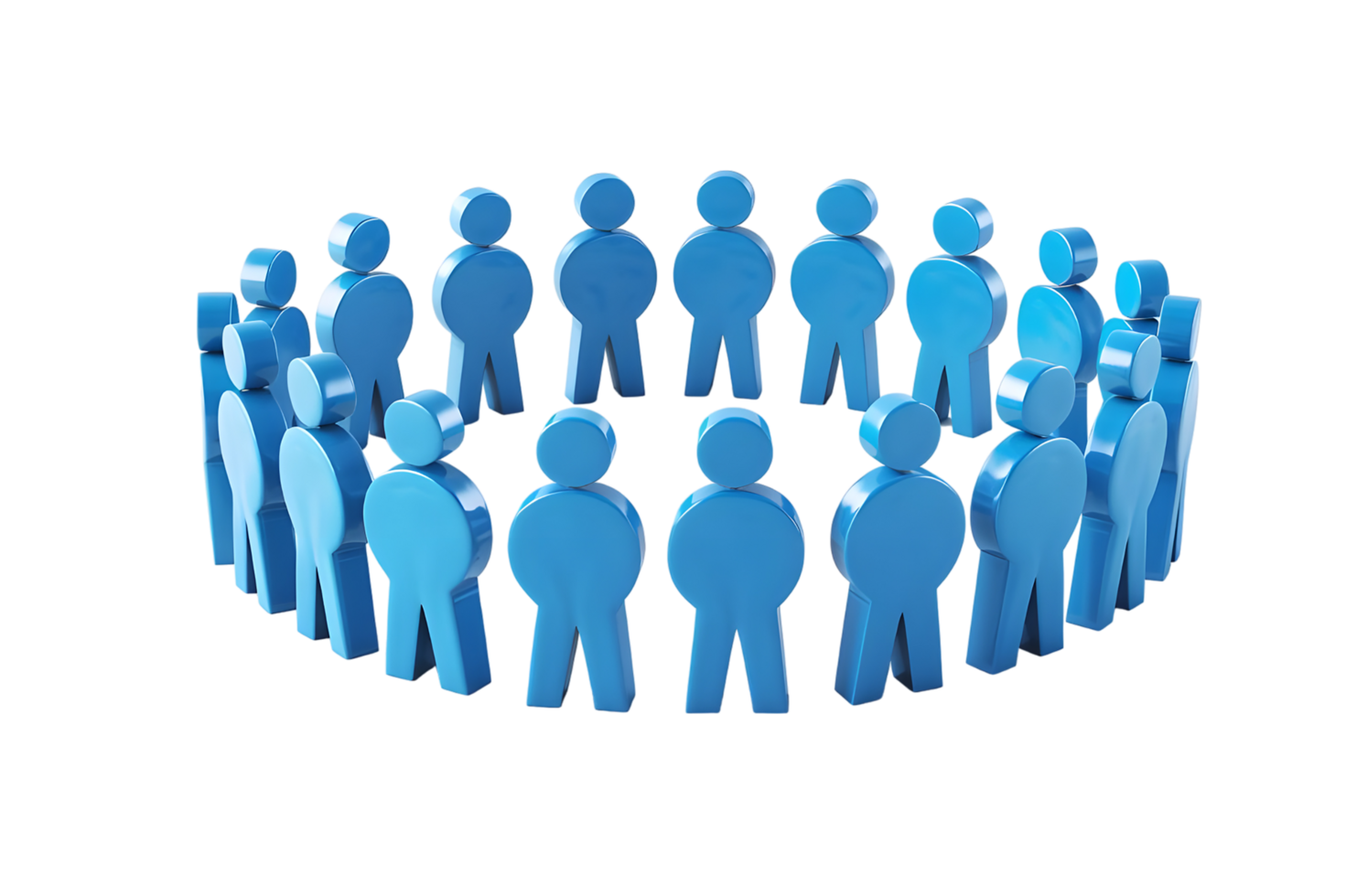 Pack of blue people icons in a circle isolated on a transparent background png