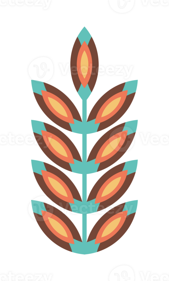 Retro Patterned Plant Illustration png