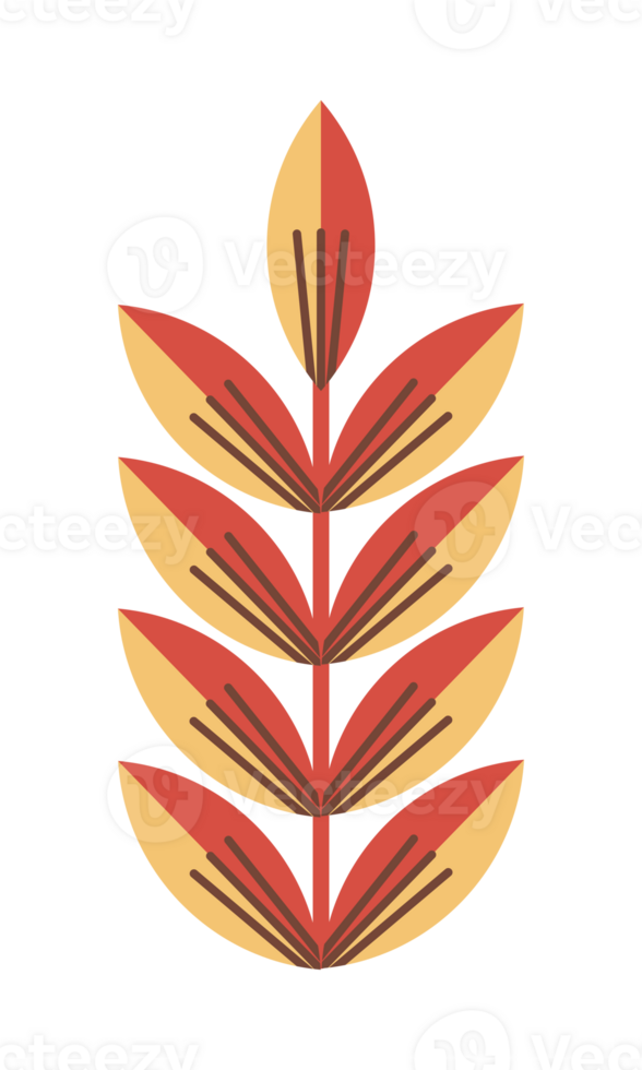 Retro Patterned Plant Illustration png