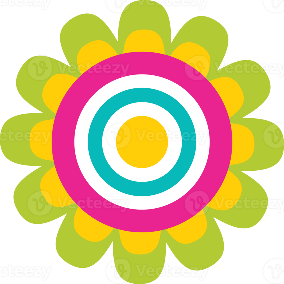 Green Yellow Pink Flower Illustration png