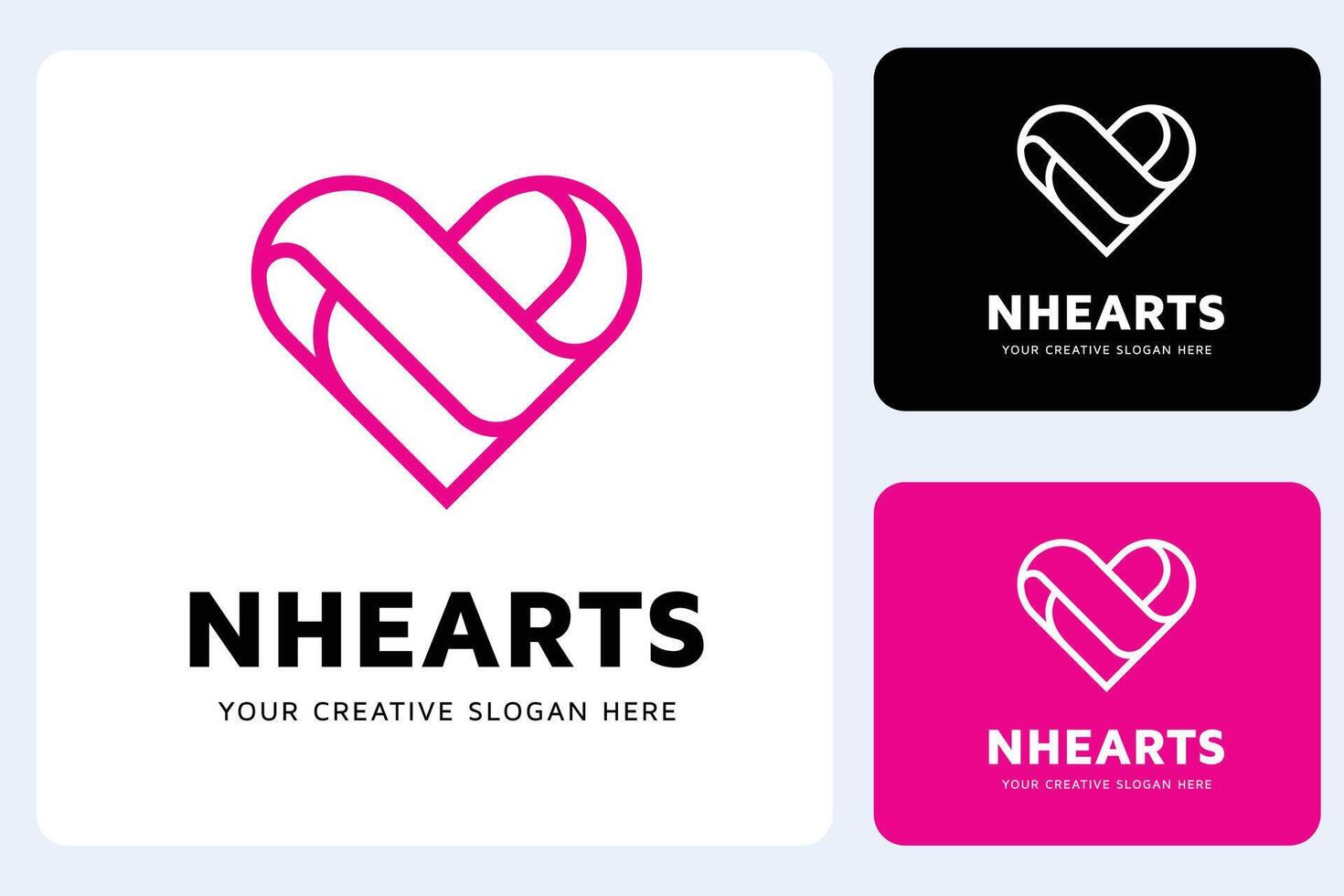 N Heart Logo Design Template vector