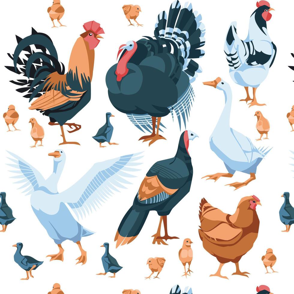 Pattern of domestic farm animals. flat illustration. Farming and agriculture vector