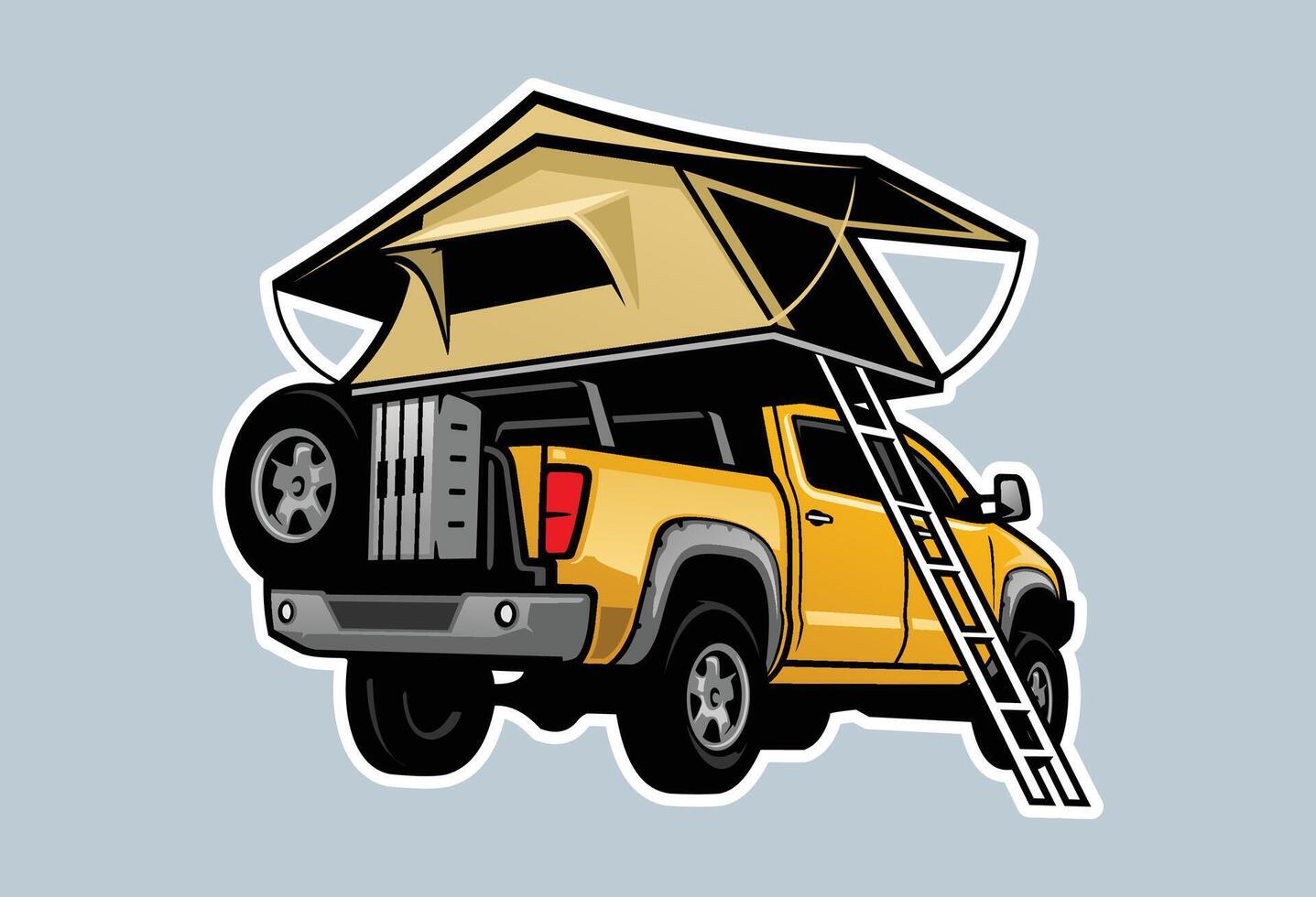 outdoor camper truck illustration, sticker, white background vector