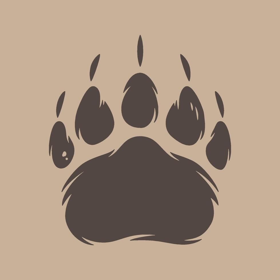 grizzly bear footprint silhouette illustration, sticker, graphics vector