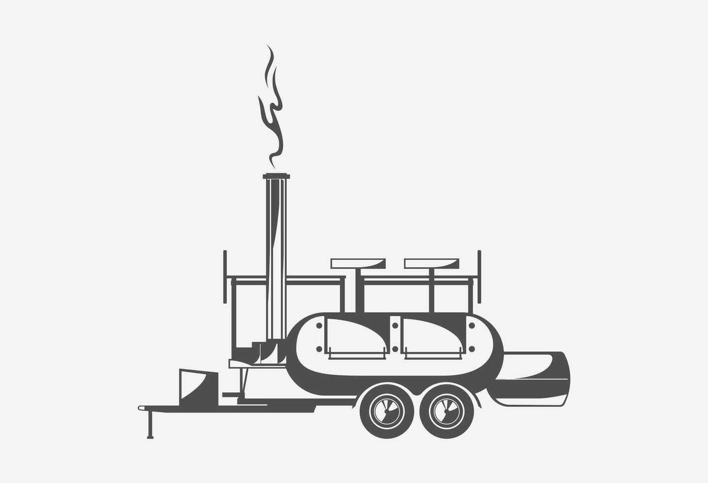 BBQ Smoker Trailer silhouette art with white background vector