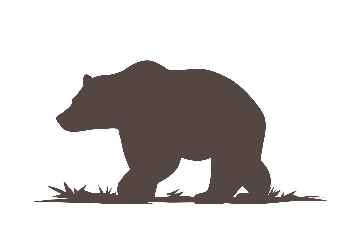 A outdoor bear silhouette walk on grass land, art, graphics vector