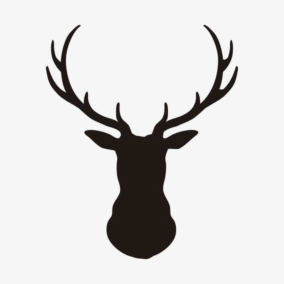 deer head silhouette illustration, sticker, graphics, white background vector