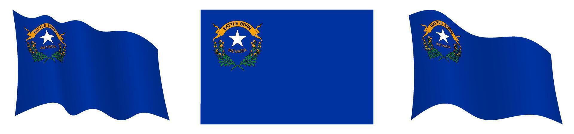 flag of american state of Nevada in static position and in motion, fluttering in wind in exact colors and sizes, on white background vector