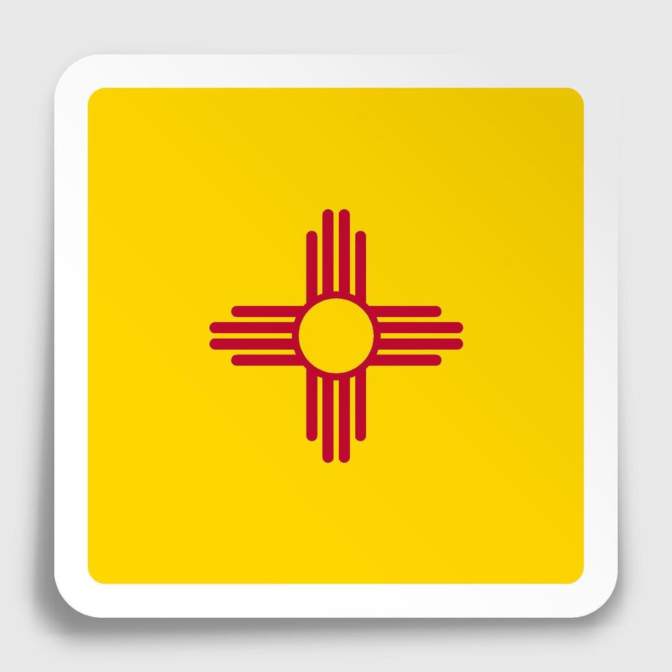 american state of New Mexico flag icon on paper square sticker with shadow. Button for mobile application or web. vector