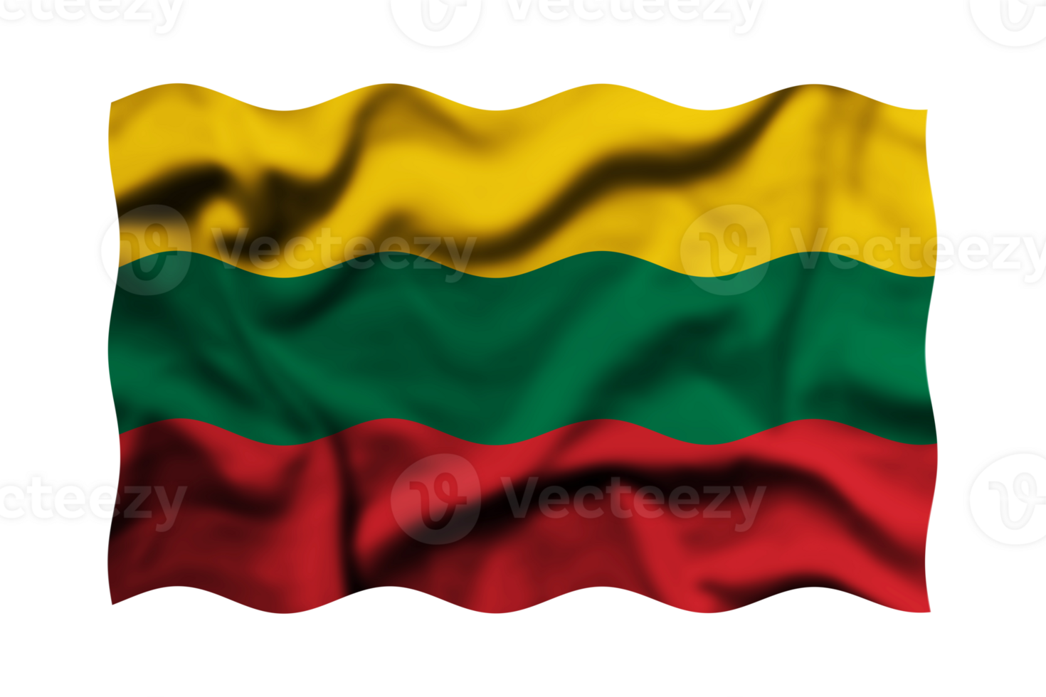 Waving the flag of Lithuania on a transparent background. 3d rendering png