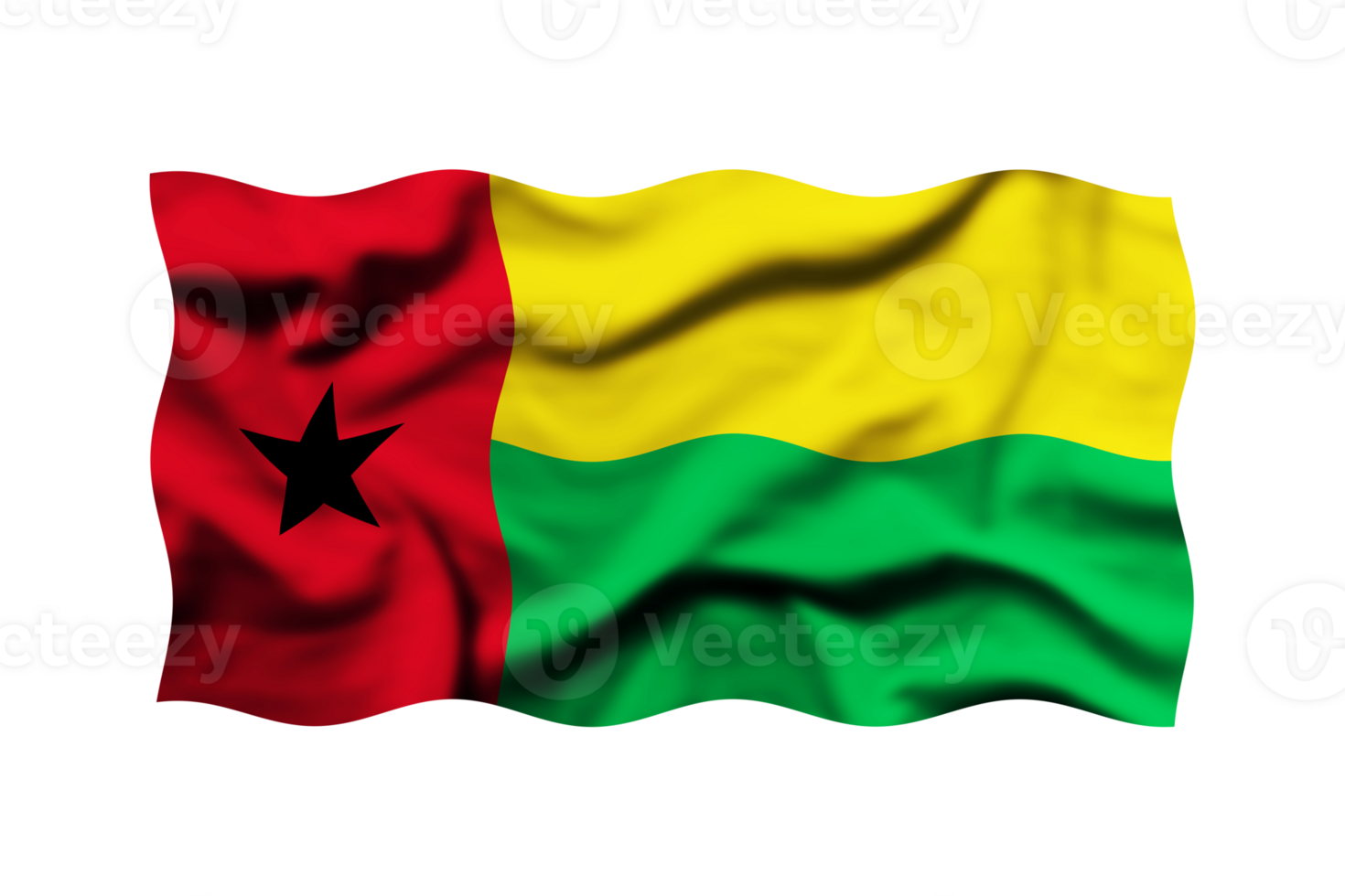 Waving the flag of Guinea Bissau on a transparent background. 3d rendering png