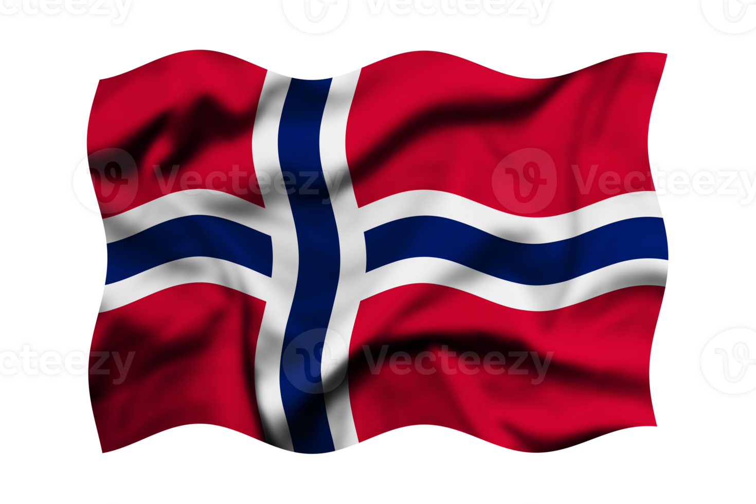 Waving the flag of Norway on a transparent background. 3d rendering png