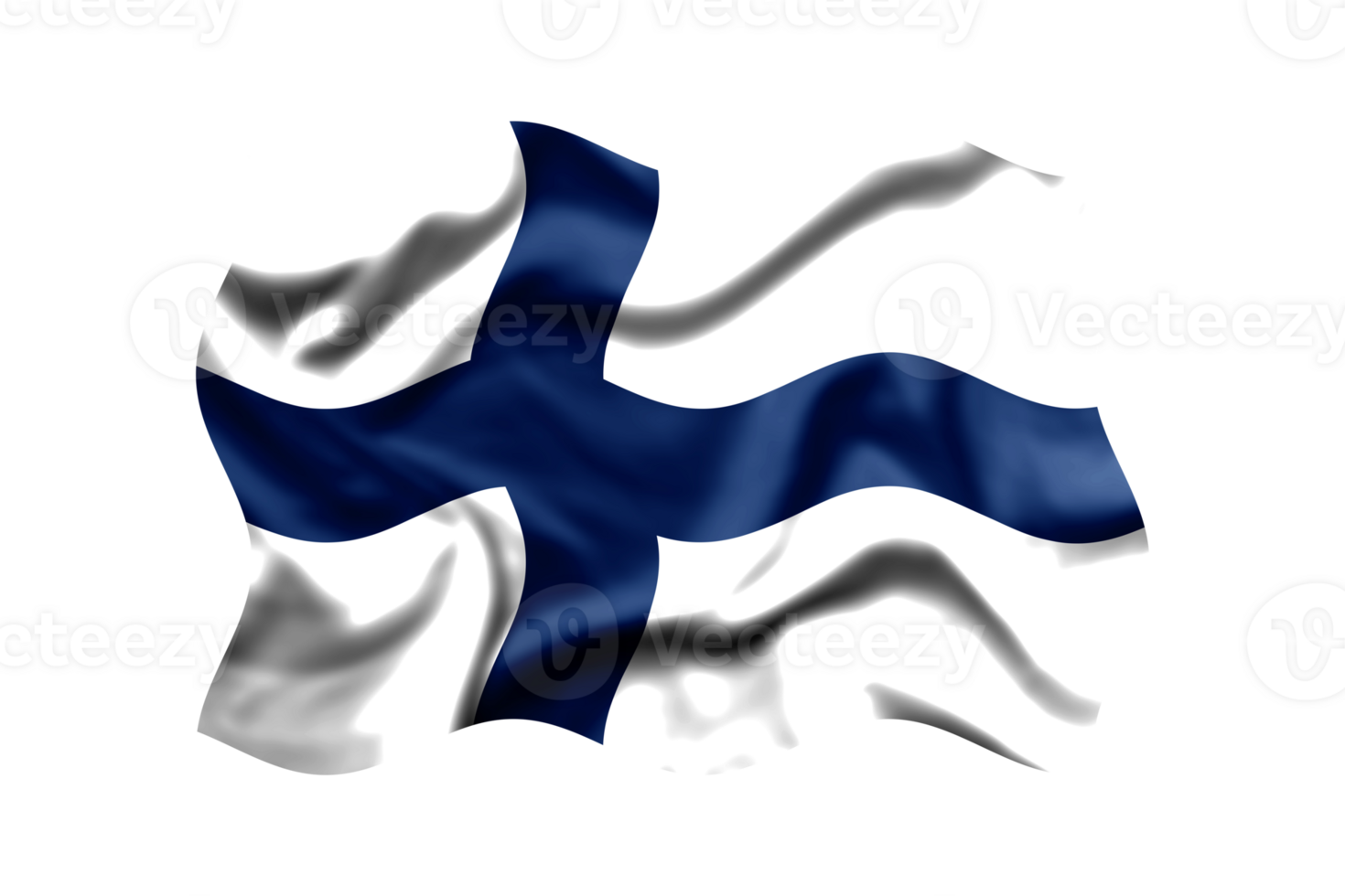 Waving the flag of Finland on a transparent background. 3d rendering png