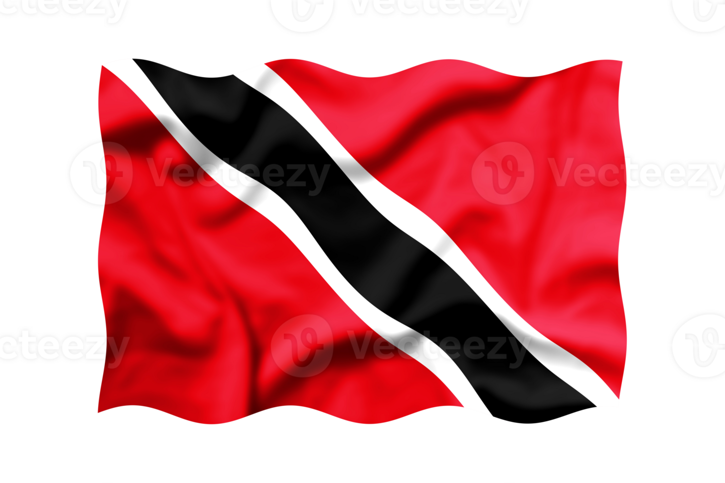 Waving the flag of Trinidad and Tobago on a transparent background. 3d rendering png