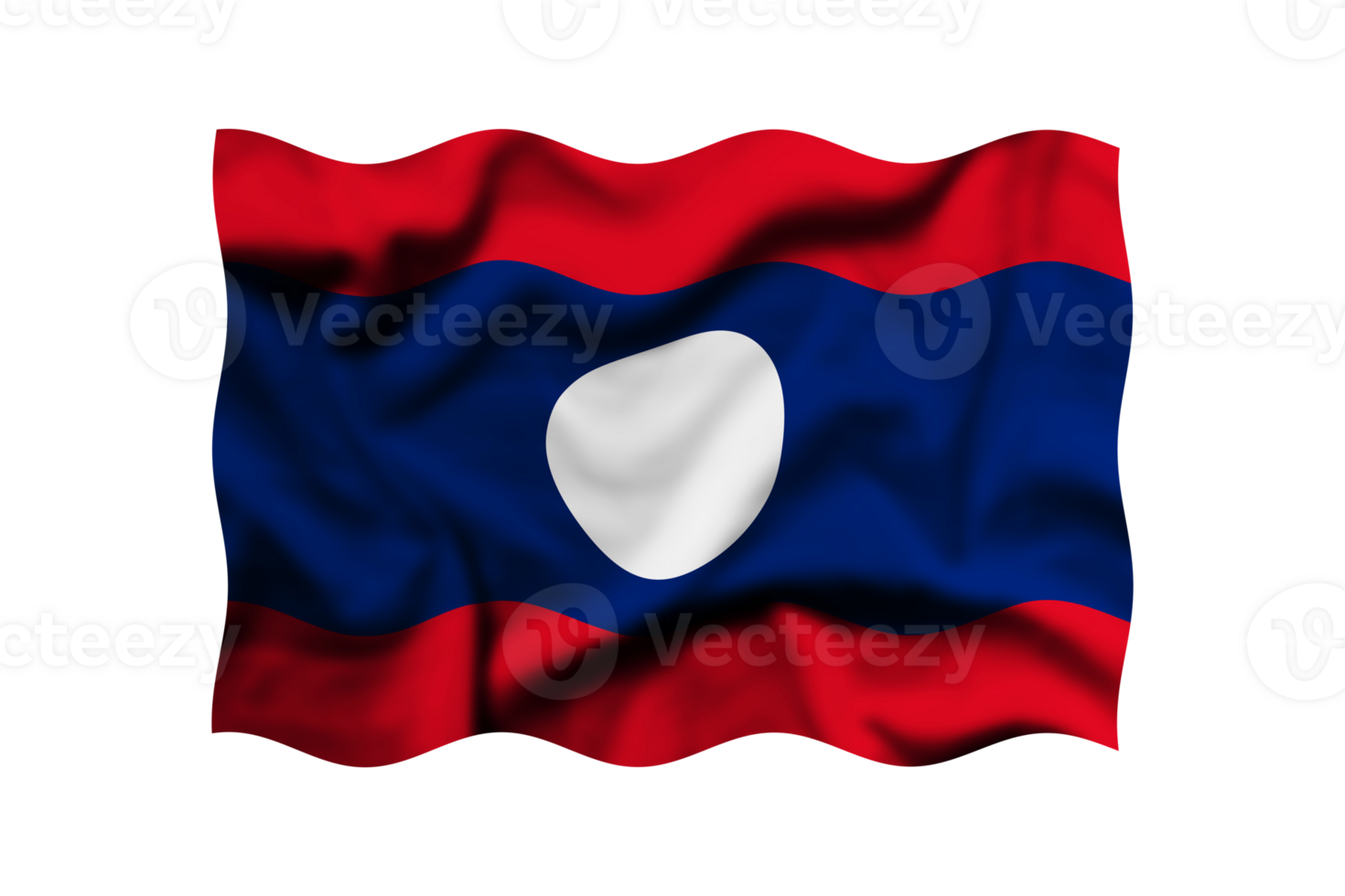 Waving the flag of Laos on a transparent background. 3d rendering png