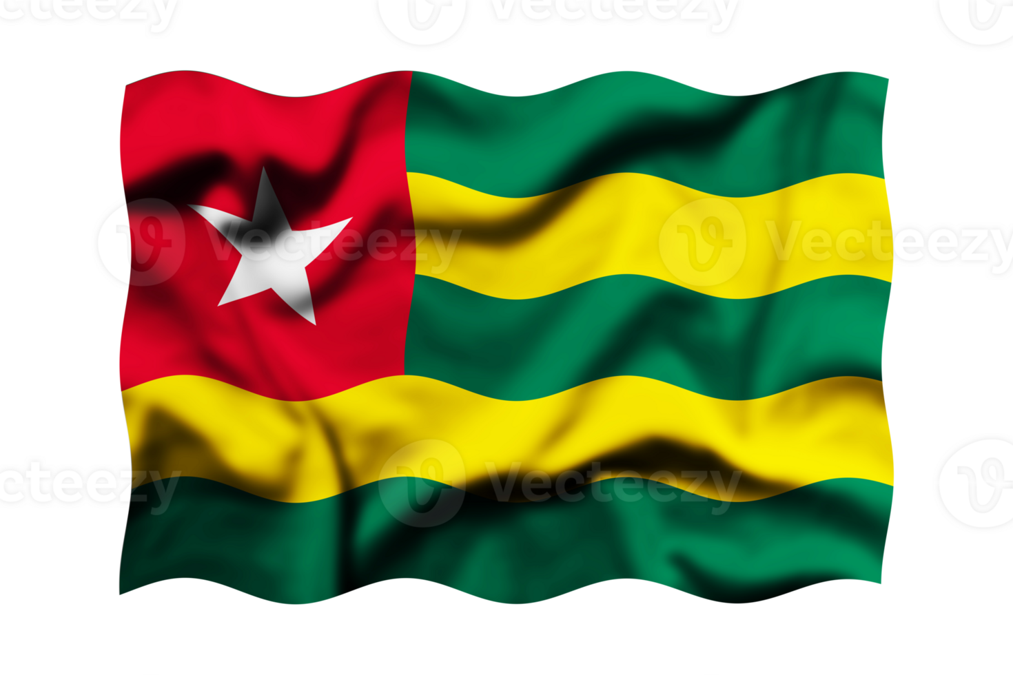 Waving the flag of Togo on a transparent background. 3d rendering png