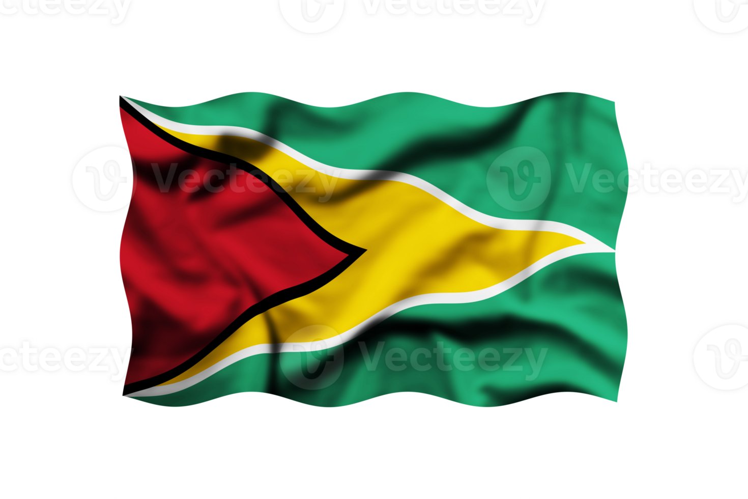 Waving the flag of Guyana on a transparent background. 3d rendering png