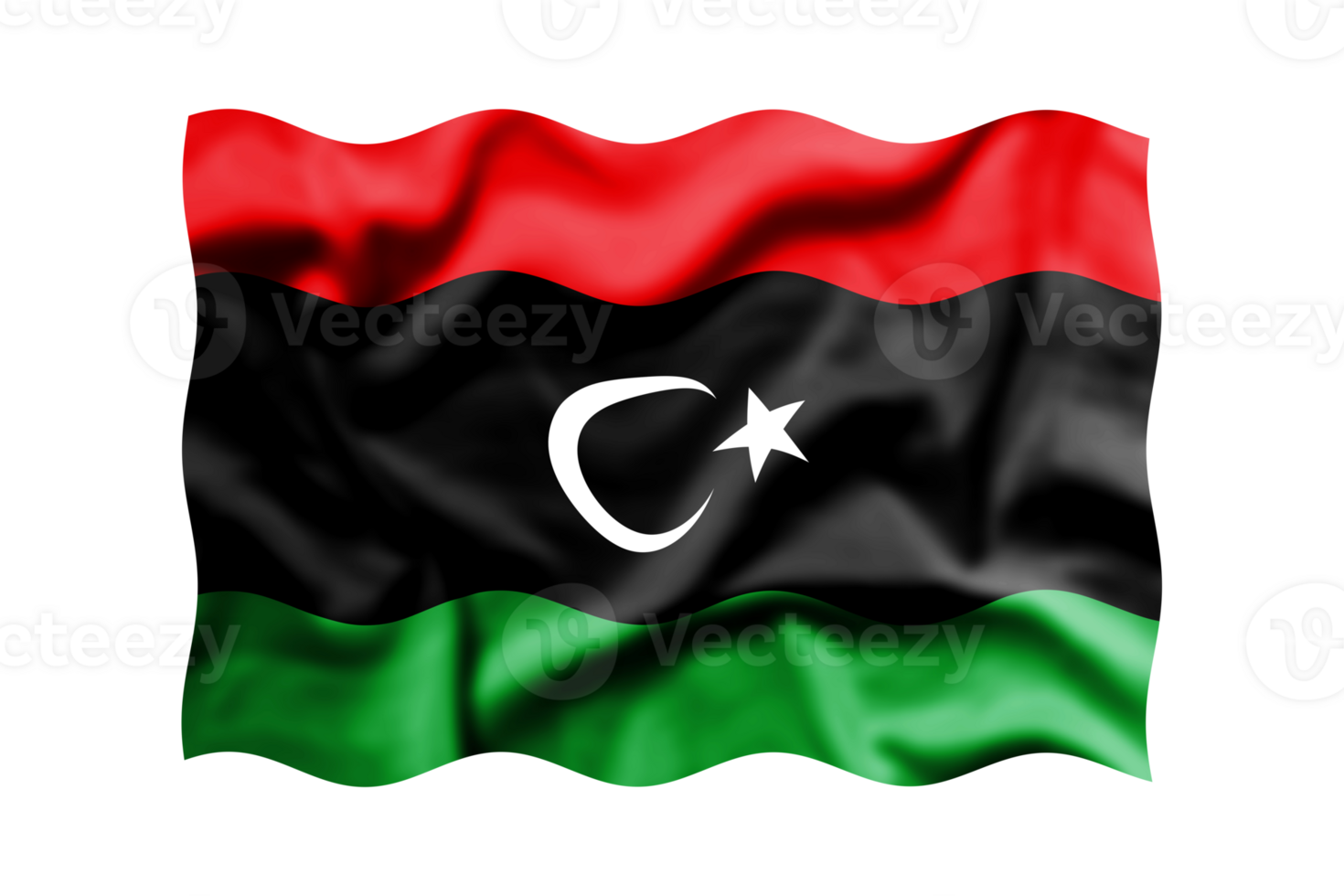 Waving the flag of Libya on a transparent background. 3d rendering png