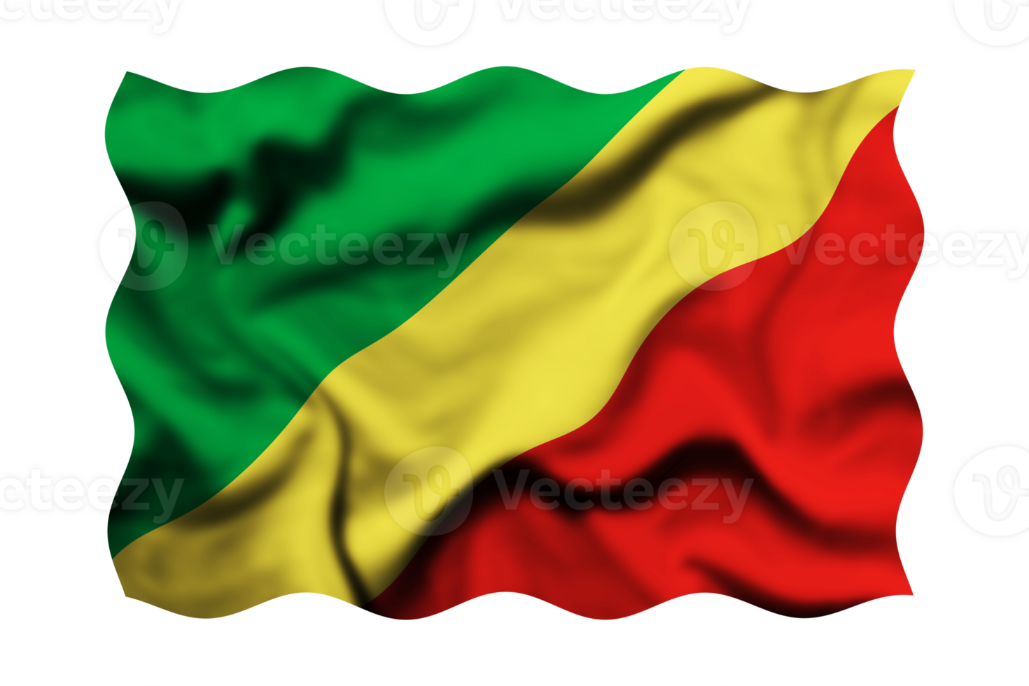 Waving the flag Republic Of The Congo on a transparent background. 3d rendering png