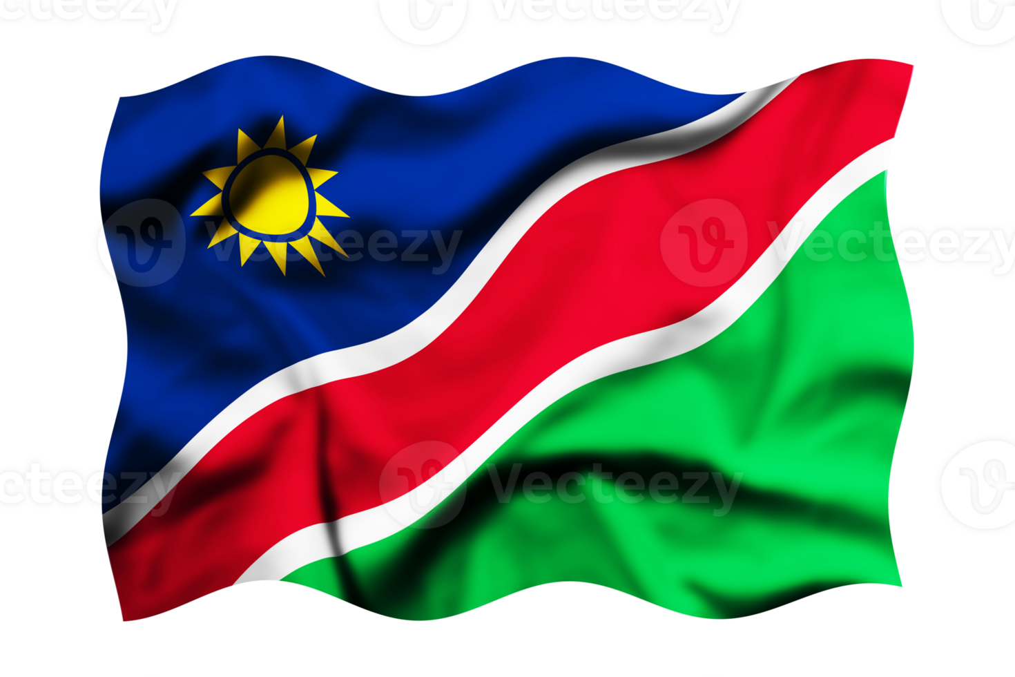 Waving the flag of Namibia on a transparent background. 3d rendering png