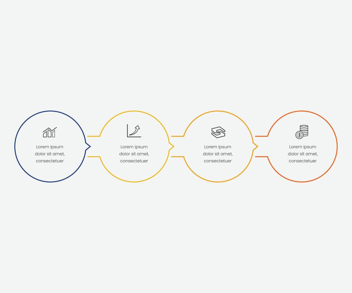 circle line connected with 4 step process. Infographic template free element vector