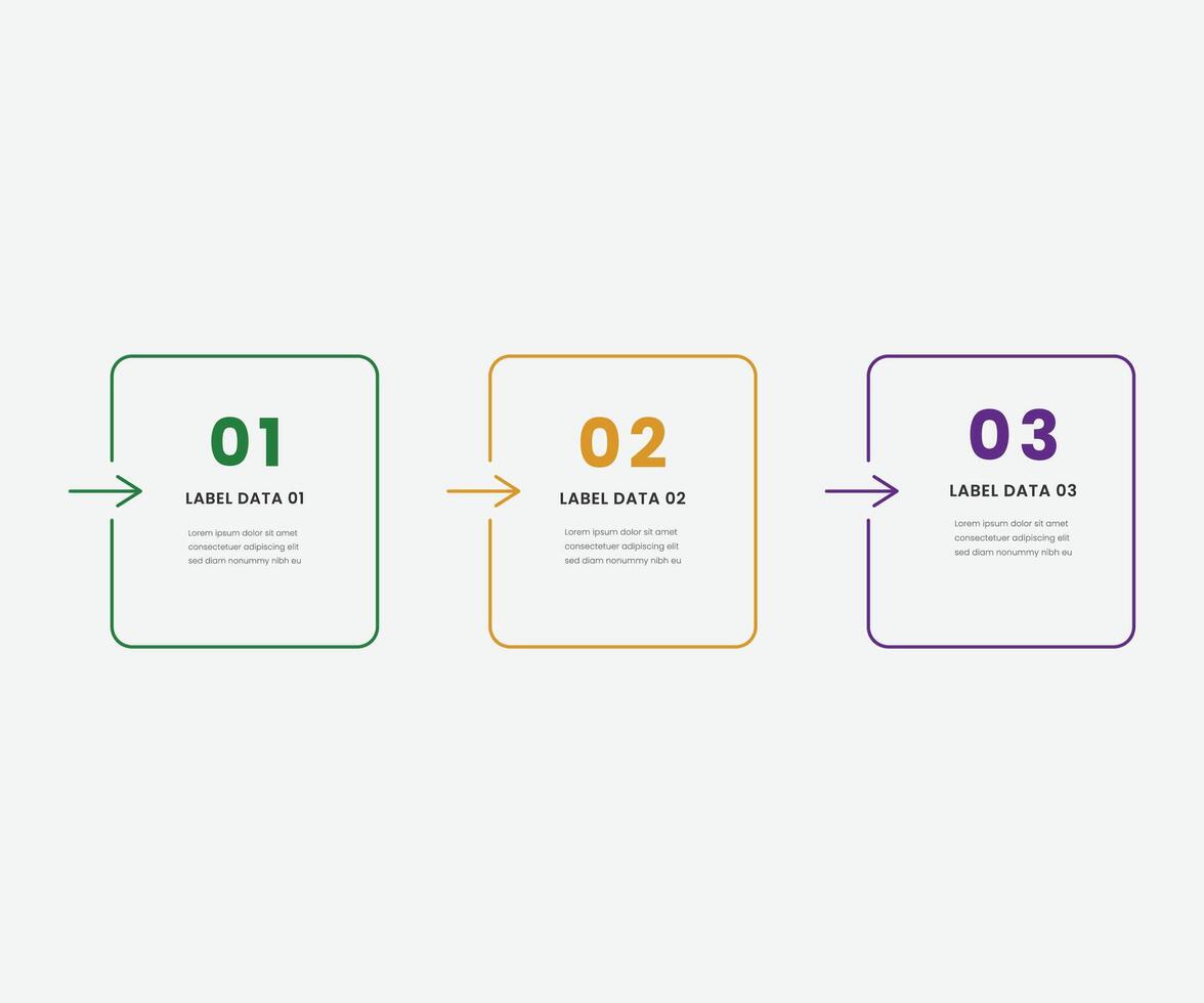 Business infographic thin line process with square template design with icons and 3 options or steps. free illustration vector