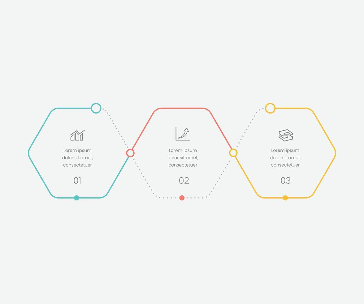Business infographics. Infographics with 3 steps or options. A thin linear infographic with a diamond-shaped template for a presentation or website. Timeline of processes free illustration vector