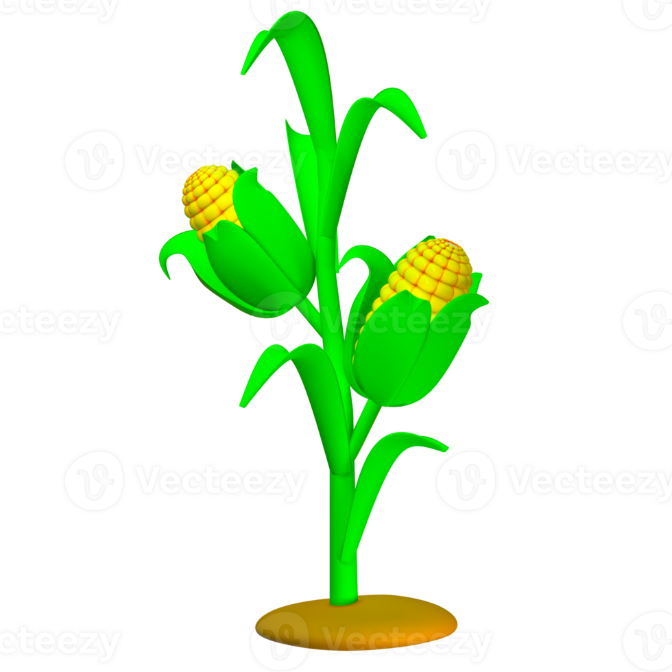3d cute corn cartoon isolated render png