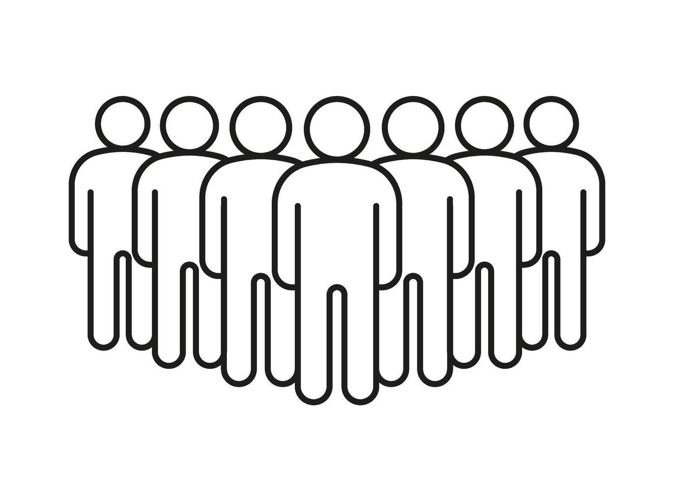 Group of people, line icon. Teamwork, crowd of person. Business communication, leader and employee connection. illustration vector