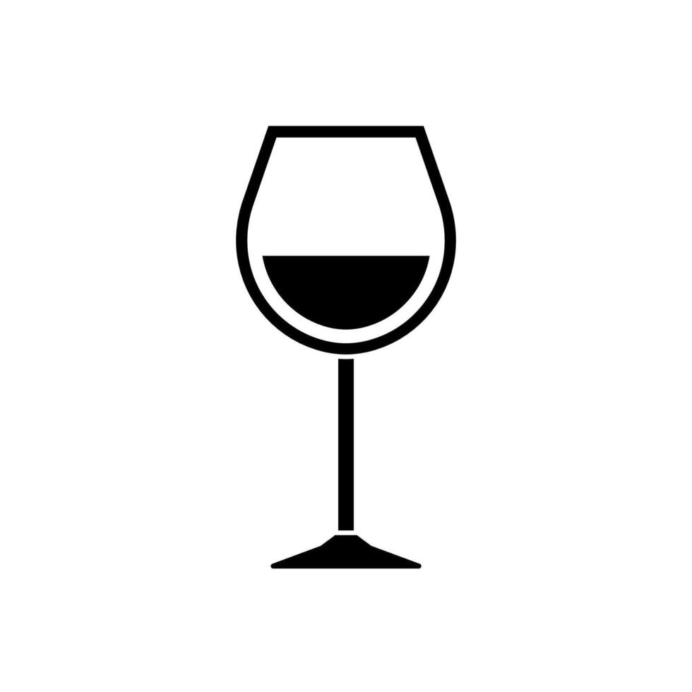 Wine in glass simple icon. Alcoholic drink flat design. illustration vector