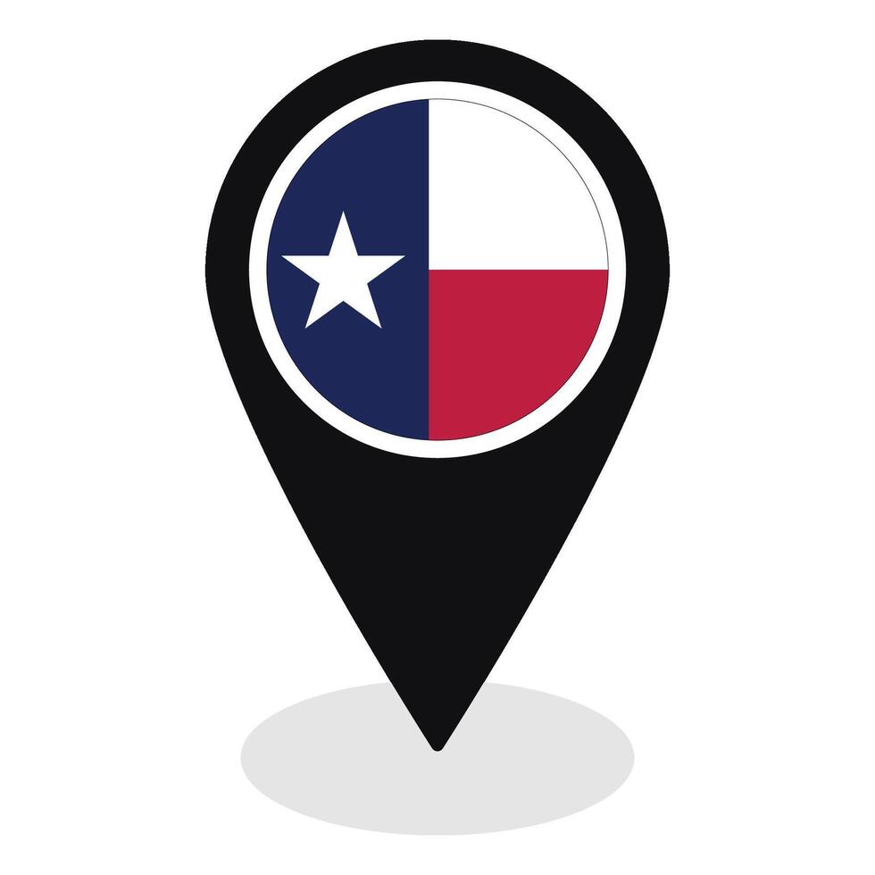 Texas flag on map pinpoint icon isolated. Flag of Texas. vector