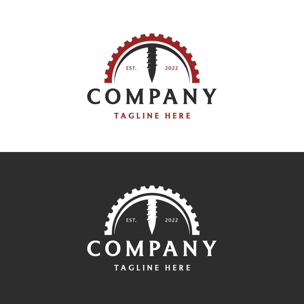 vintage retro drilling machine Logo template design for industry. vector