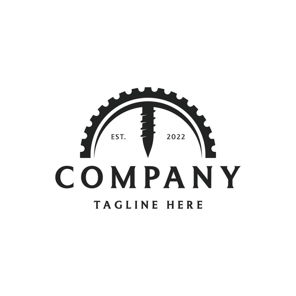 vintage retro drilling machine Logo template design for industry. vector
