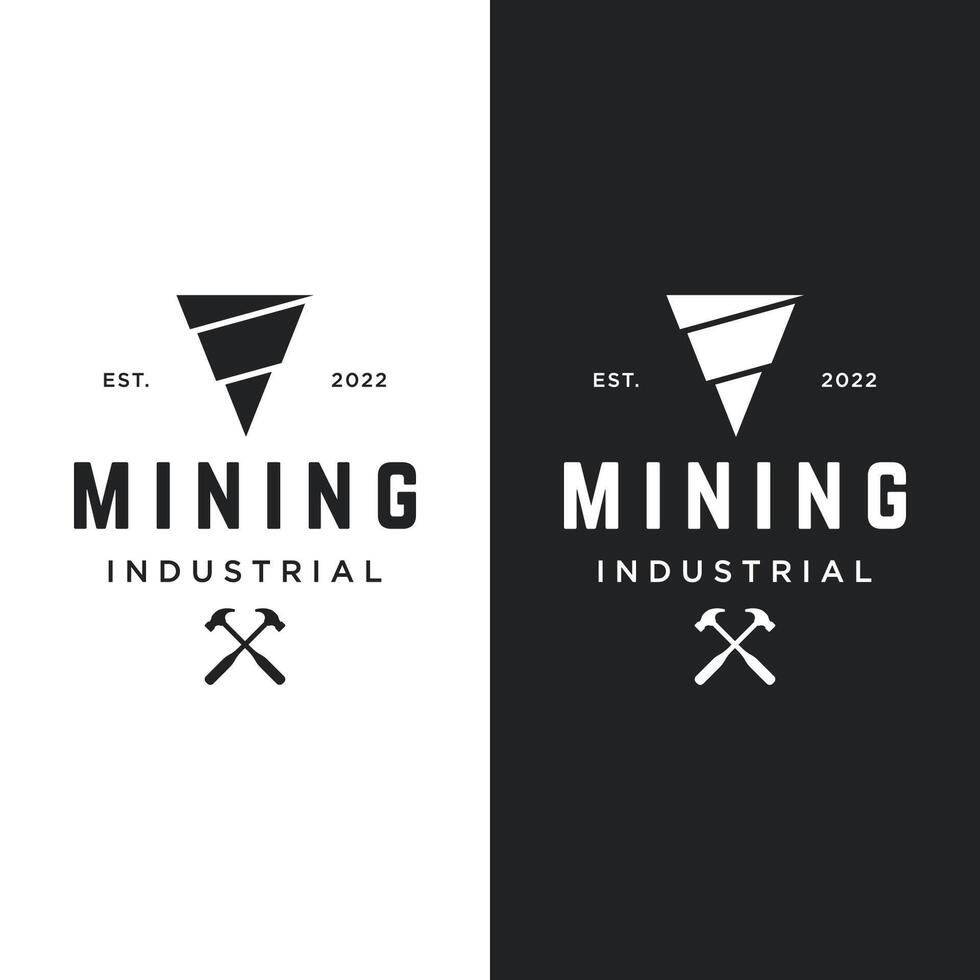 vintage retro drilling machine Logo template design for industry. vector