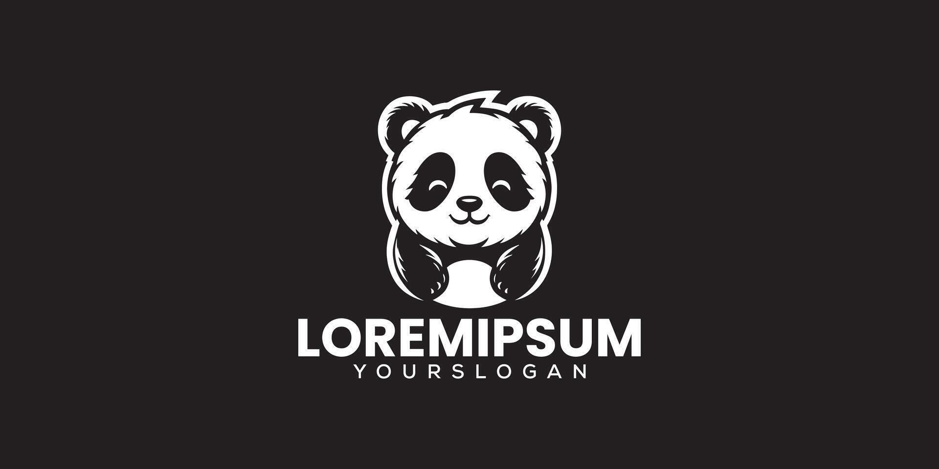 Adorable Silhouette Panda Logo Playful and Customizable vector
