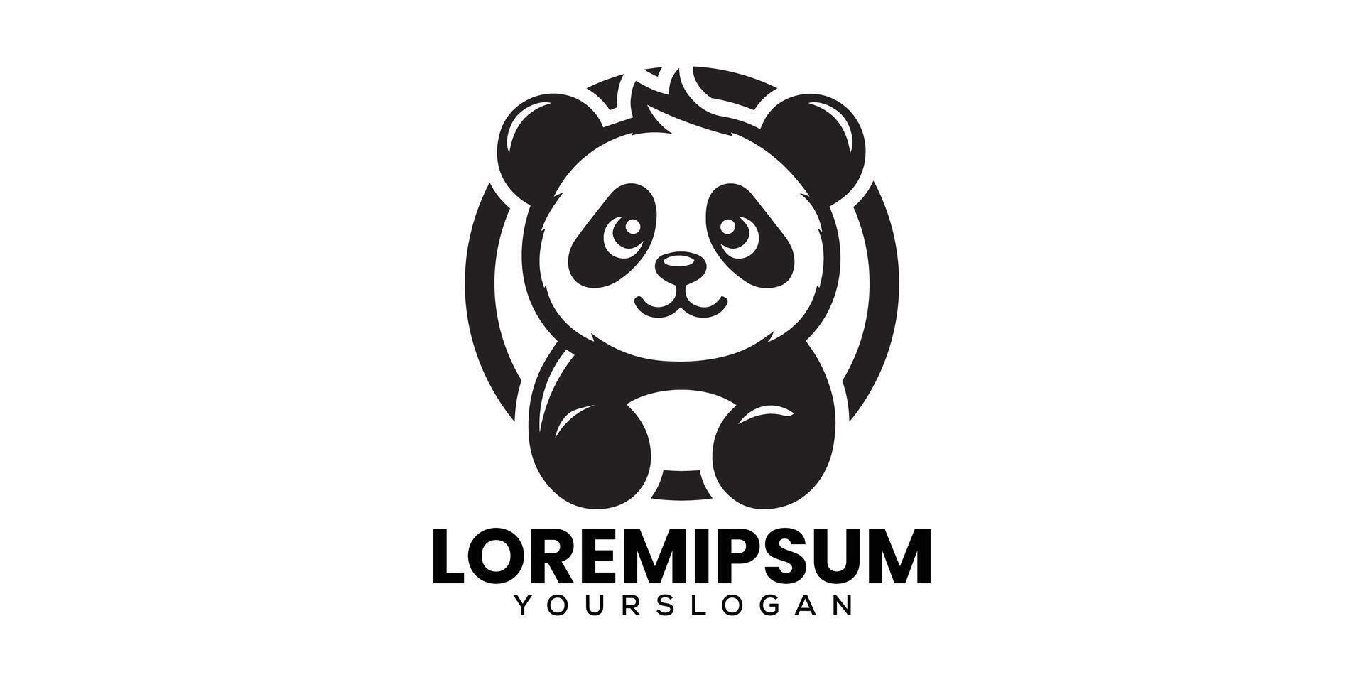 Silhouette Style Panda Logo Adorable and Customizable Design vector