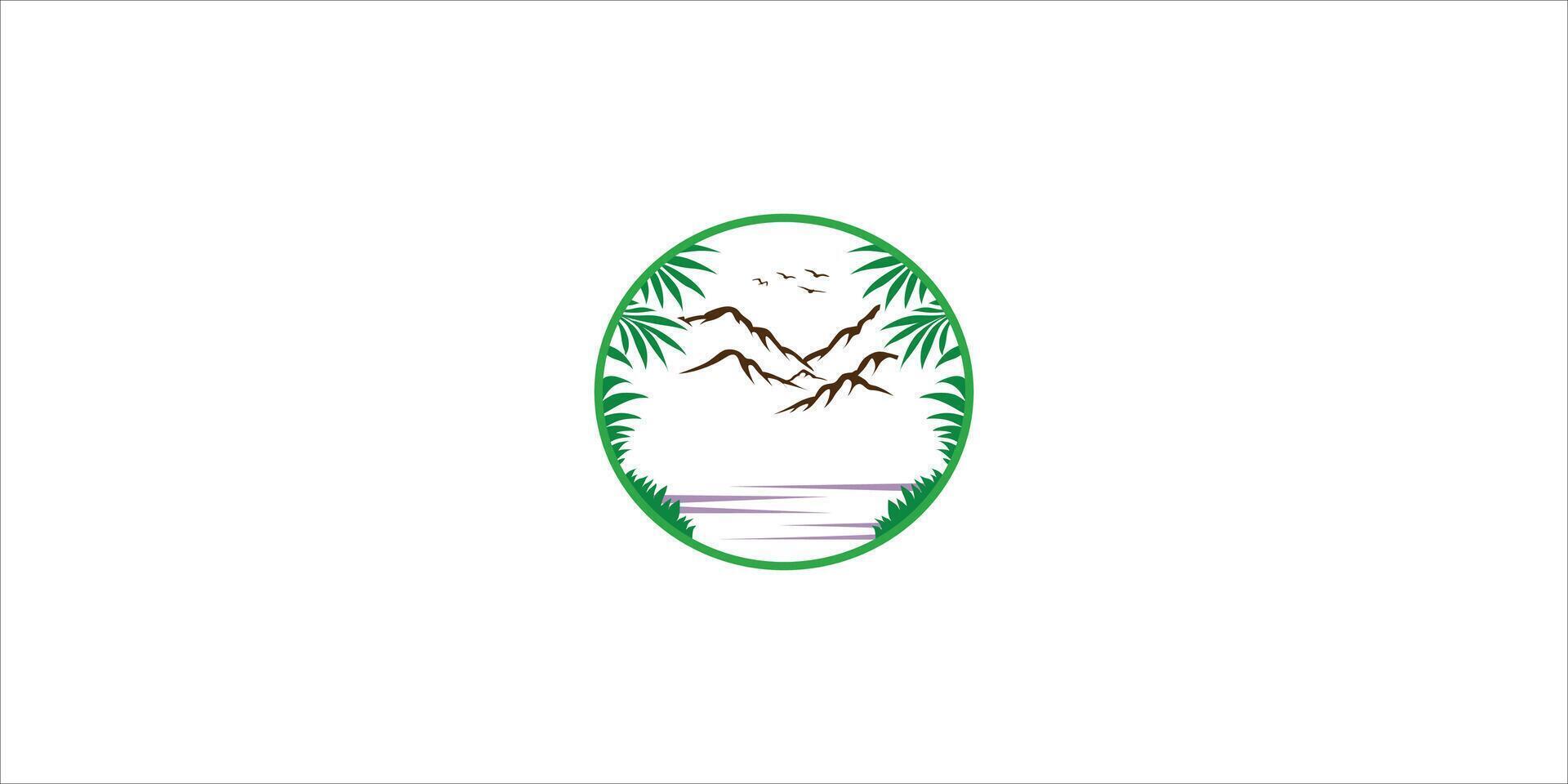 Tranquil mountain View illustrative minimal concept vector