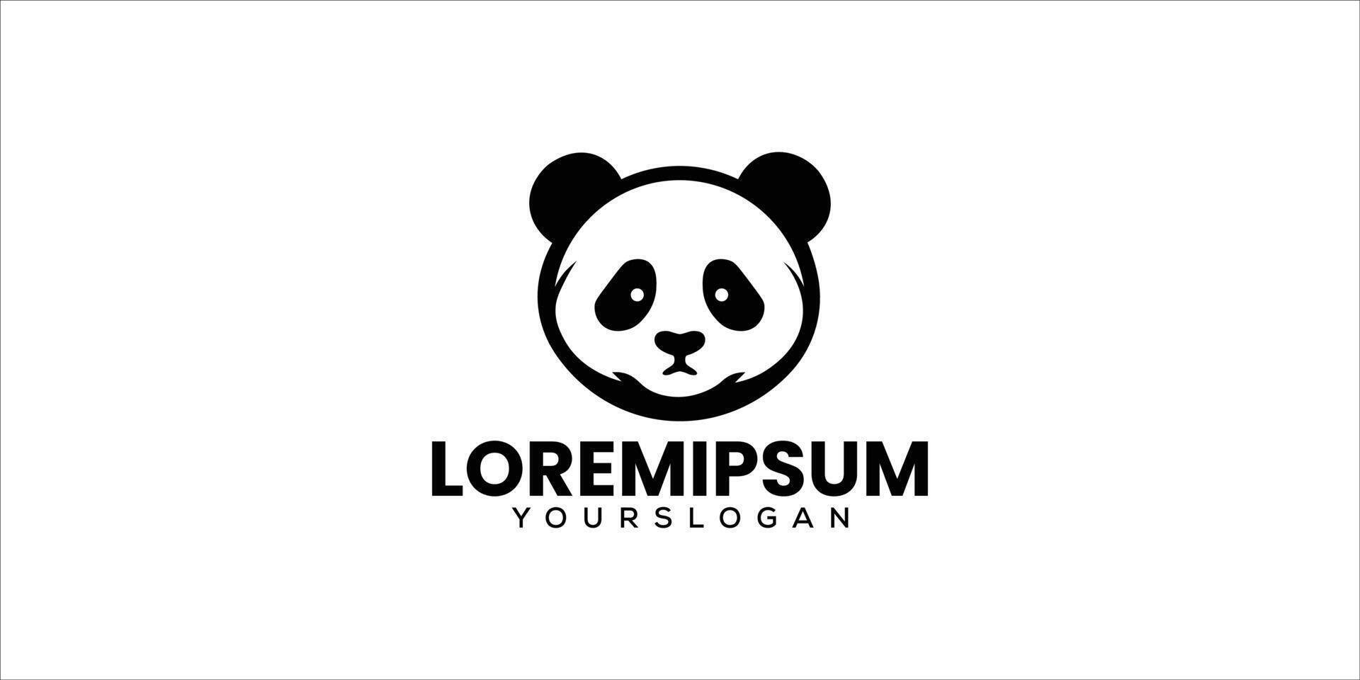 Silhouette Style Panda head Logo Minimalist and Customizable Design vector