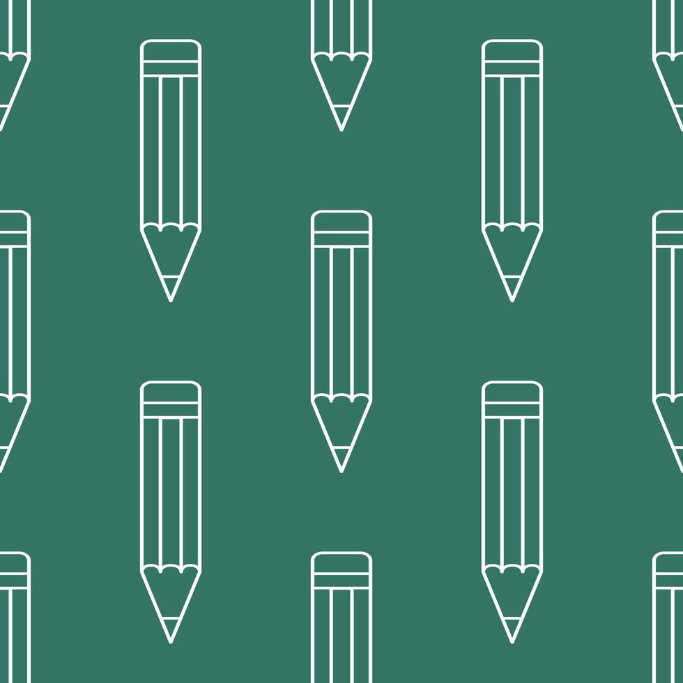 Seamless pattern of hand drawn school doodle pencils on isolated chalkboard background. Education design for back to school prints, scrapbooking, textile, home and nursery decor, paper crafts. vector