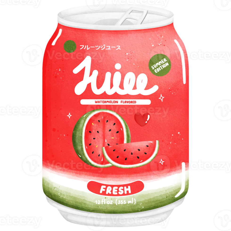 Watercolor Watermelon Juice Drink Can Illustration png