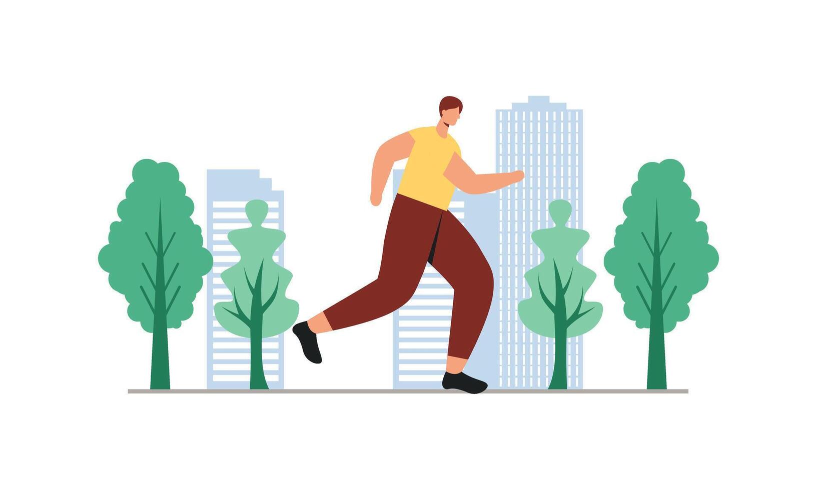 People jogging illustration. Active healthy joggers. Men, women runners running, training outdoors vector